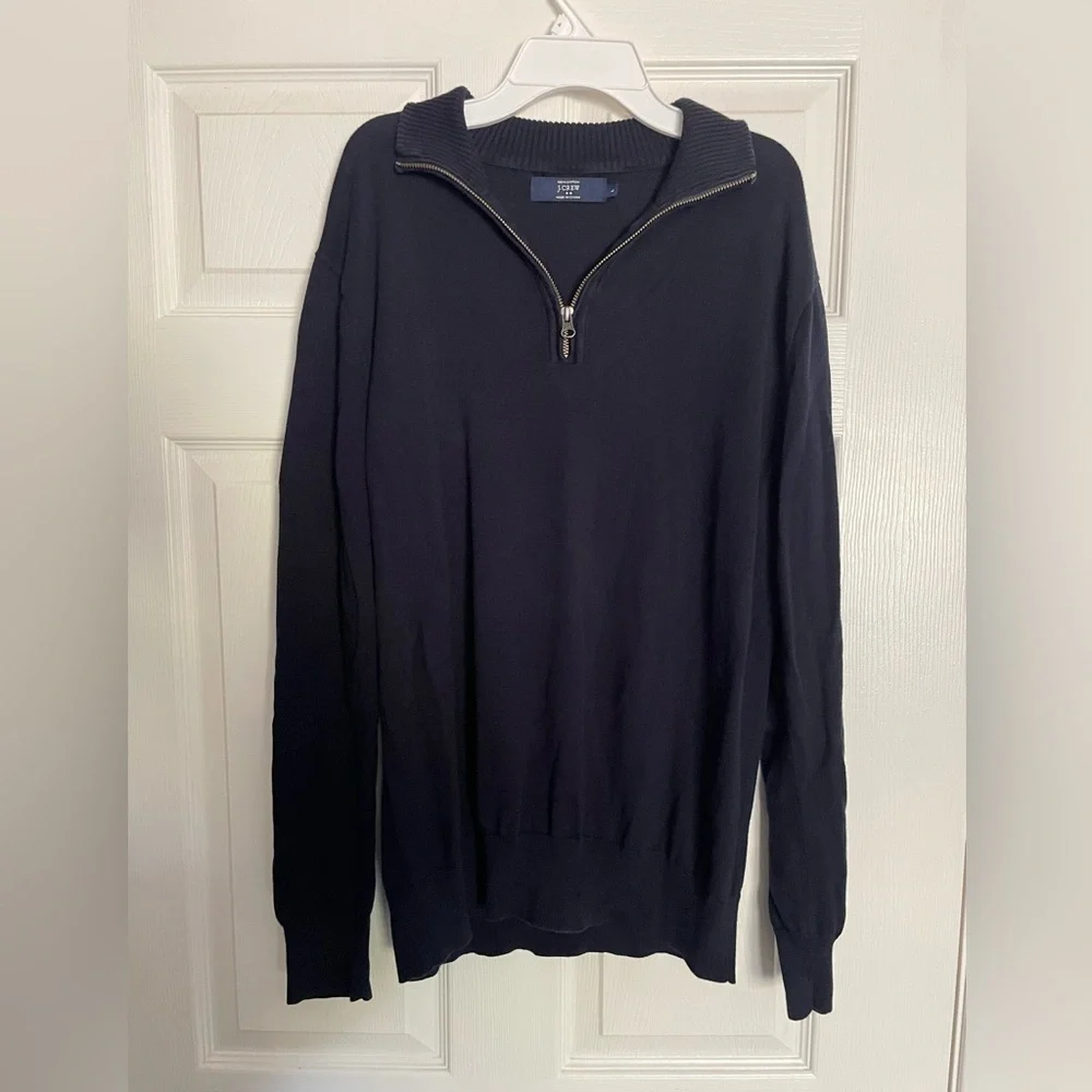 JCREW Men's Navy Quarter Zip-Up Sweater size large